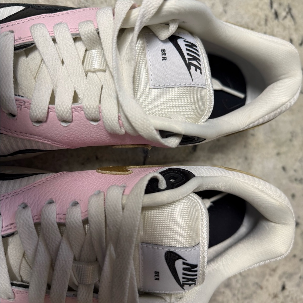 Custom Nike Air Max 1 Women's Sneakers in Pink, Black, and Gold - Picture 6 of 7